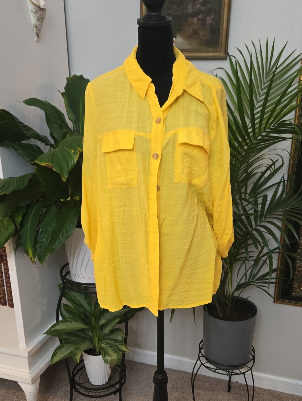 Lightweight Yellow Button-Front Women's Shirt